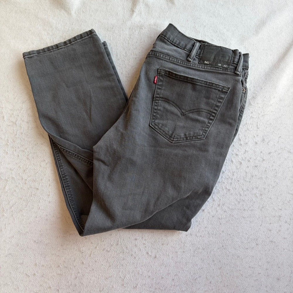 Levi's 541 Athletic Taper Jeans Mens 38x32 Gray Stretch Denim